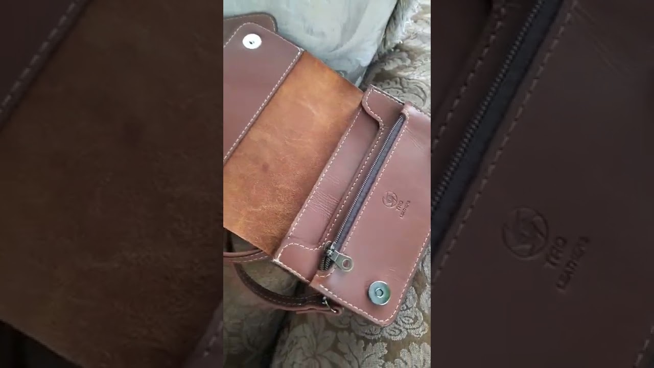 leather crossbody bag, used cobra class 20 sewing machine, small leather goods.