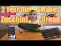Two Year Old  Susie Bakes Chocolate Zucchini Bread from Scratch