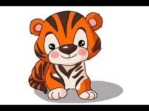 How to draw a cute Tiger - YouTube