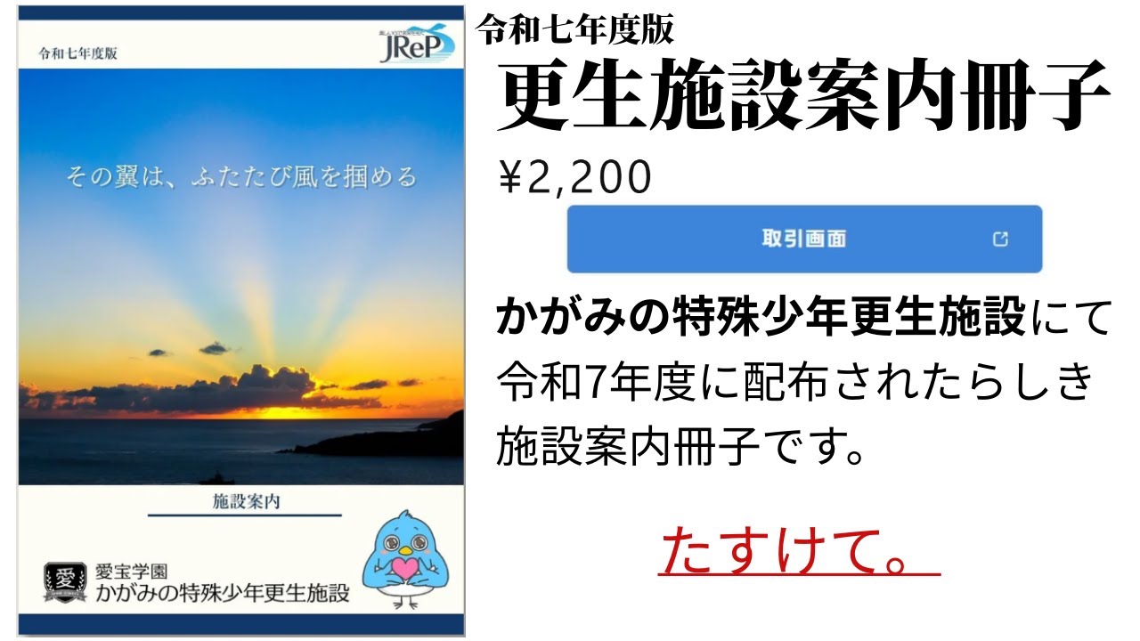 かがみの特殊少年更生施設への入所予定者に有料配布された更生施設案内冊子に隠された「助けて」のサインに迫る【『かがみの特殊少年更生施設』令和7年度施設案内冊子】(単発）