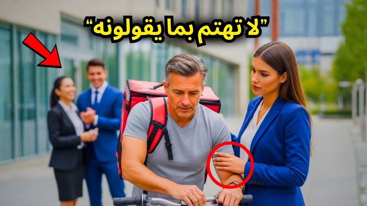 ضَحِكَ الْجَمِيعُ عِنْدَمَا رَأَوْا سَاعِيَ الدَّرَّاجَةِ وَالأَبَ الأَعْزَبَ، إِلَّا مَالِكَةَ الش