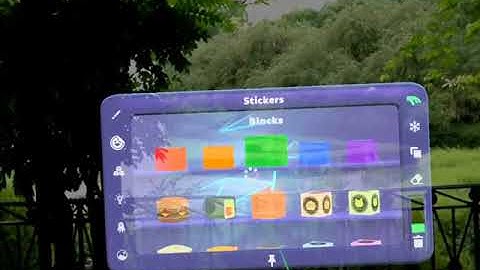 Walking through a Magic Leap One augmented reality scene created outdoors using Create app