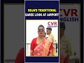 Roja Selvamani’s Surprise Airport Entry In Traditional Saree Look | CVR ENGLISH