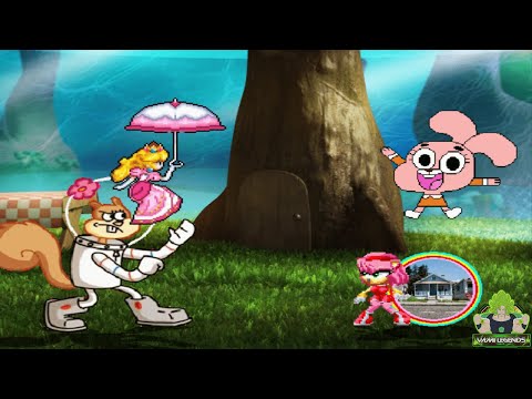 M.U.G.E.N. Battles | Princess Peach/Sandy Cheeks vs Amy Rose/Anais Watterson