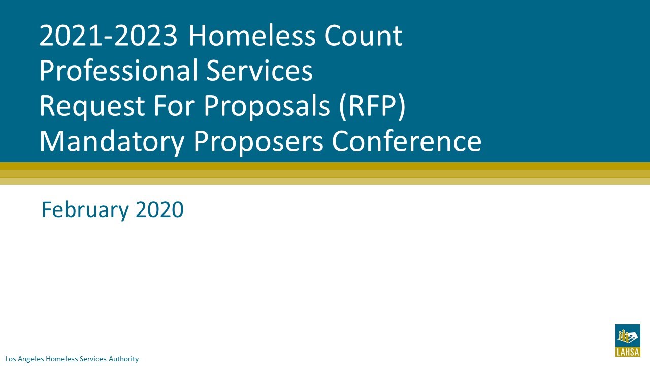 2021-2023 Homeless Count Professional Services RFP Mandatory Proposers Conference Webinar (#2)