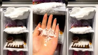 sun girl ice eating / asmr freezer frost eating