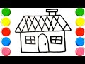 How To Draw cute house Drawing, Painting &amp; Coloring For Kids and Toddlers_ Child Art 🐋🌈