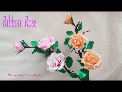 Hướng dẫn cách làm Hoa Hồng leo trang trí Tết 2022| DIY Ribbon Rose