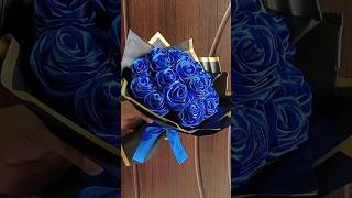 DIY Ribbon Rose Bouquet 💐✨💙 #ytshorts #diy #explore #craft #bouquet #viral #fyp