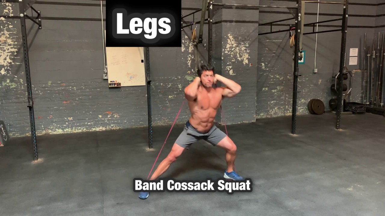 Resistance Band Cossack Squat Legs, Quads, Glutes Exercise Workout