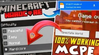 Hardcore Mode For Minecraft PE 1.20 😍 | How To Play Hardcore Mode In Mcpe 1.19 😱 screenshot 1