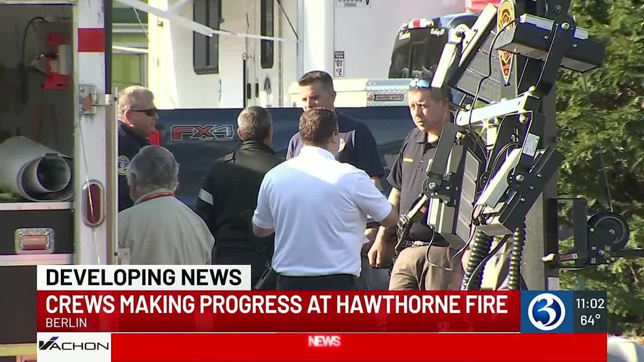 Crews making progress at Hawthorne fire in Berlin - YouTube