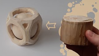 Wood carving ball inside the cube / Різьба по дереву кулька всередині куба