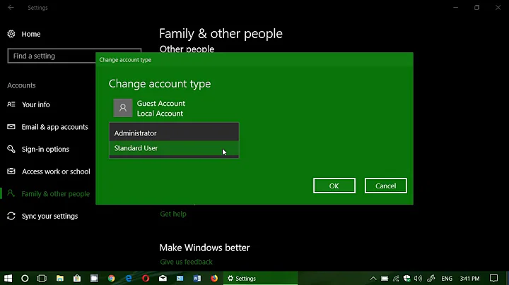 Standard user VS Administrator accounts Windows 10 Fall Creators update
