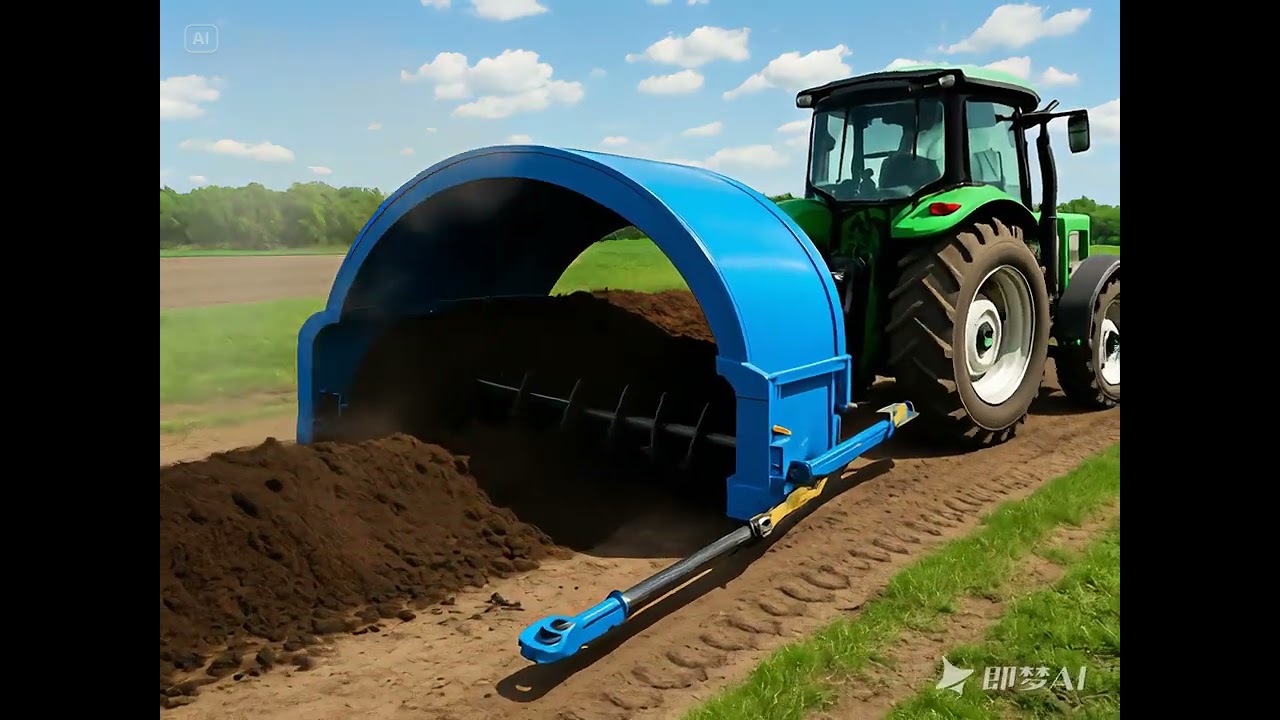 Pull-Type Compost Windrow Turner | Efficient Organic Waste Turning Machine for Large-Scale Farms
