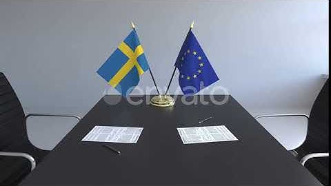 Flags of Sweden and the EU on the Table | Motion Graphics - Envato elements