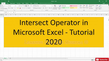 Intersect Operator in Microsoft Excel Tutorial 2020