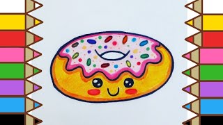 رسم دوناتسهل جداً للمبتدئين|تعليم الرسم للأطفال|رسوم كيوت? How To Draw A Cute Donut Easy