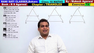Class 10 Maths (Ex 7A Q1) Chapter : TRIANGLES  (RS Agarwal 2019)
