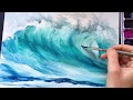 Рисую МОРСКУЮ ВОЛНУ АКВАРЕЛЬЮ | Speedpainting watercolor sea wave 🤍