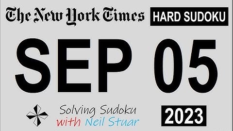 NYT HARD SUDOKU Sep 05, 2023