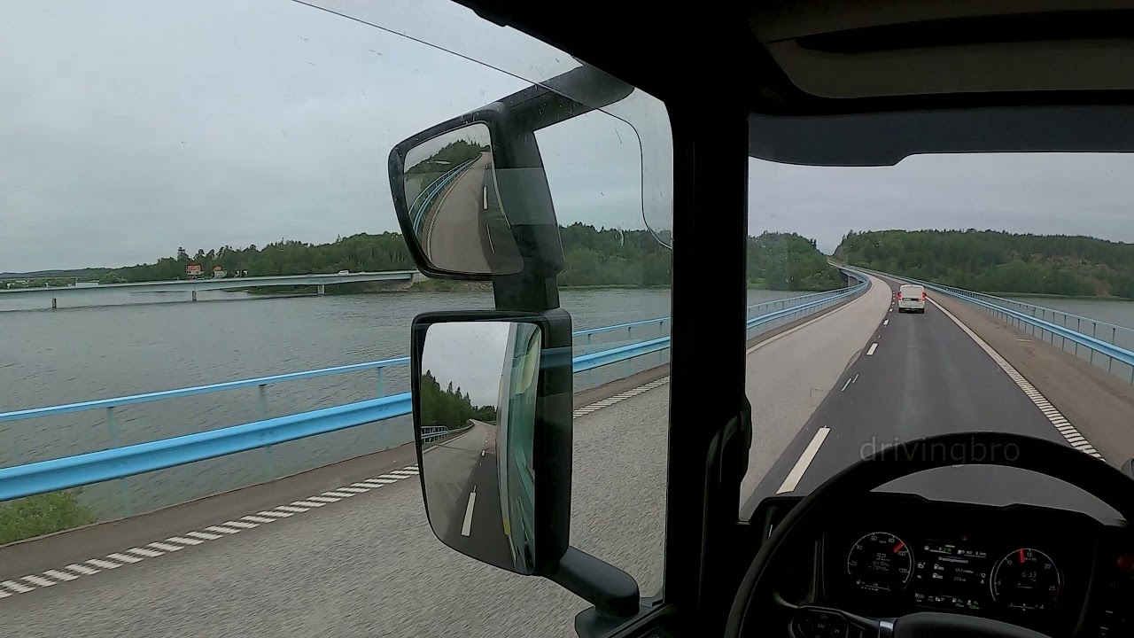Scania p450 + trailer (POV) driving, E18 motorway from Stockholm towards Enköping