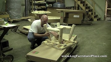 Rustic Natural Cedar Square Log Coffee Table - Rustic Table Assembly