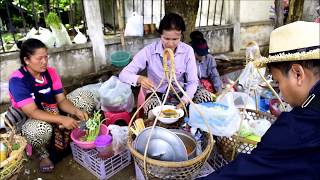Asian street food in chong mak laos market