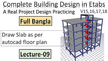 Complete Building Design (BNBC 2020) in Etabs 2016 - Draw Slab as per autocad floor plan -09