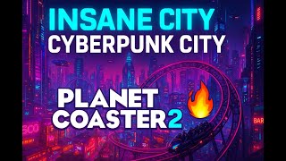 INSANE Cyberpunk City Build in Planet Coaster 2 🔥   Neon Theme Park of the Future!   Made with Clip