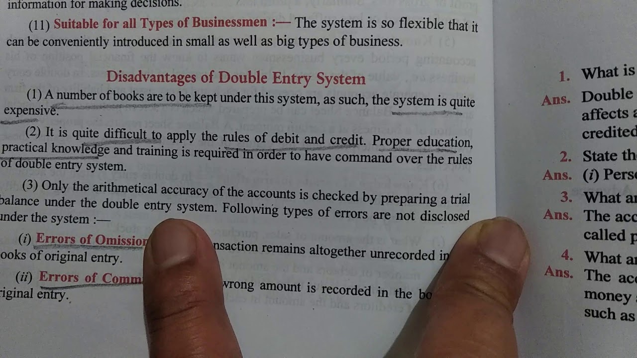  11Accounts Ch4 Advantages And Disadvantages Of DOUBLE ENTRY SYSTEM 