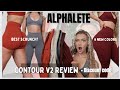 ALPHALETE NEW CONTOUR V2 DECEMBER LAUNCH | In depth tryon haul &amp; review, best scrunch leggings? 2023