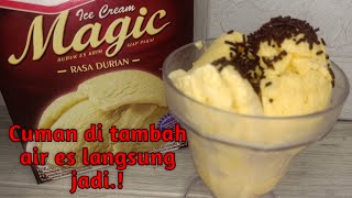 cara membuat es krim bubuk instan pondan rasa durian paling mudah