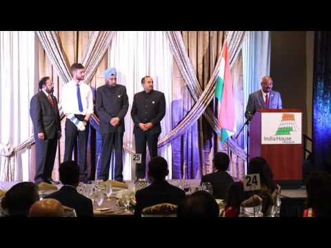 Ian Grillot (second from left) receives a check for $100,000 from India House Houston trustee Charlie Yalamanchili (left) and India House Gala Chair Jiten Agarwal (far right) in the presence of Indian Ambassador to U.S. Navtej Sarna. Ian Grillot (second from left) receives a check for $100,000 from India House Houston trustee Charlie Yalamanchili (left) and India House Gala Chair Jiten Agarwal (far right) in the presence of Indian Ambassador to U.S. Navtej Sarna.