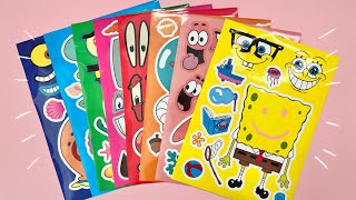 [sticker asmr]  스폰지밥의 캐릭터 스티커 붙이기  Sticking a character sticker for SpongeBob in square pants