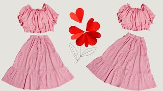 Kids top and skirt cutting and stitching7 to 8 year baby girl top with skirt for beginners