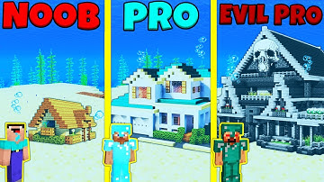 Minecraft Battle: NOOB vs PRO vs EVIL PRO: UNDERWATER HOUSE BUILD CHALLENGE / Animation