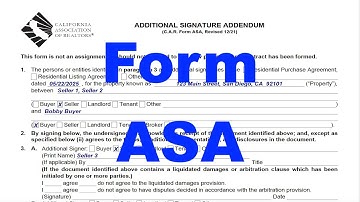 Additional Signature Addendum CAR Form ASA - Add Up To 5 Signatures on Real Estate Forms