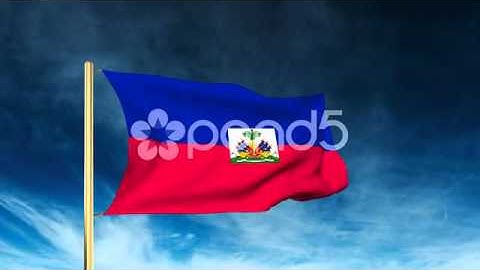 Haiti Flag Slider Style. Waving In The Win With Cloud Background Animation