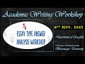 Academic Writing Workshop | Essay Type Answers | Sem 3 | DoEng-MKBU