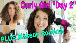 Curly Girl Day 2 Hair PLUS my makeup routine!