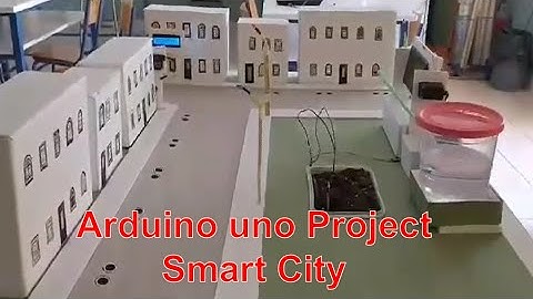 Arduino uno Project, smart city, ultrasonic sensor, LCD screen, servo motor