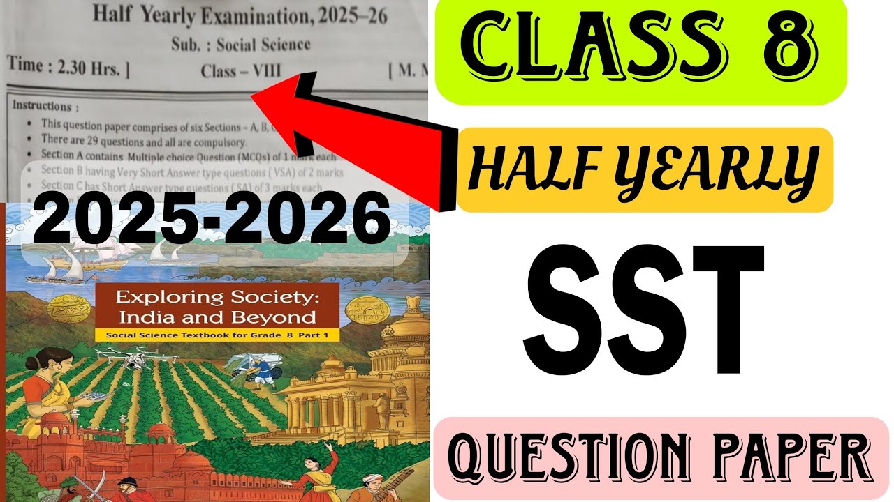 Class 8 SST Question Paper Half Yearly || Class -8 Social Science important Question || KV Class 8