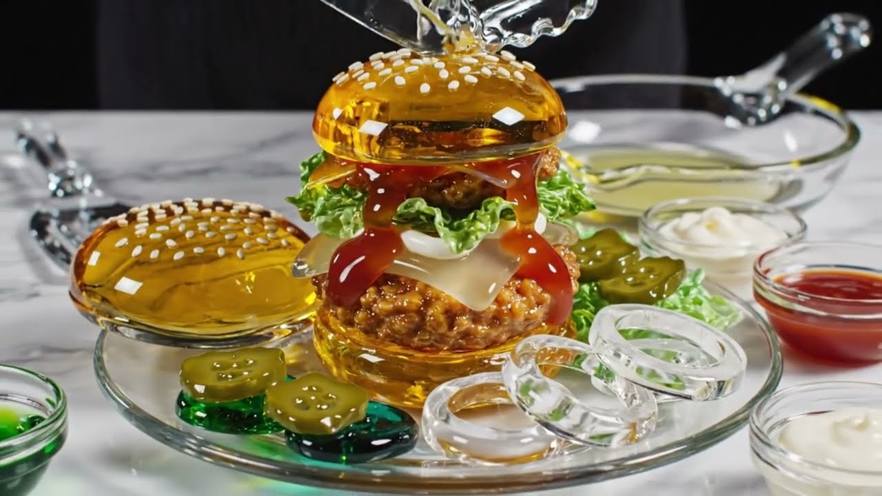 This Zinger Burger Looks Crispy… But It’s Made of GLASS 😳 | ASMR 8K