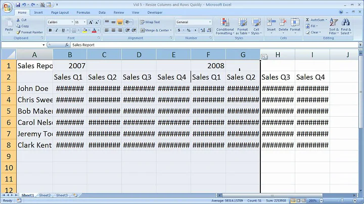 Quickly Resize Multiple Columns and Rows Quickly in Excel