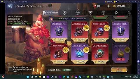 First time [Huge Stamina Potion] appeared in shop for [Gold] buying option. [ToD] trigger unlock?