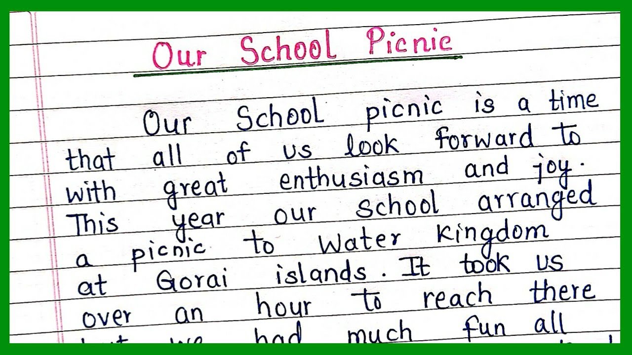 my school picnic essay in english for class 1