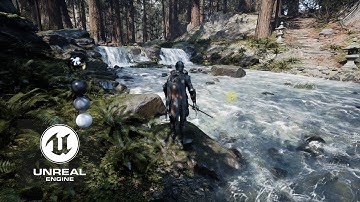 Forest River Updated with Waterfall - FluidNinja - UE5