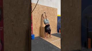 Box supported facing handstand hold