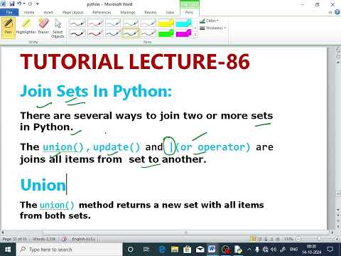 PYTHON LECTURE - 86| Join Sets In Python| Union () | Update () | Or Operator (@EnhanceCodeLearning
